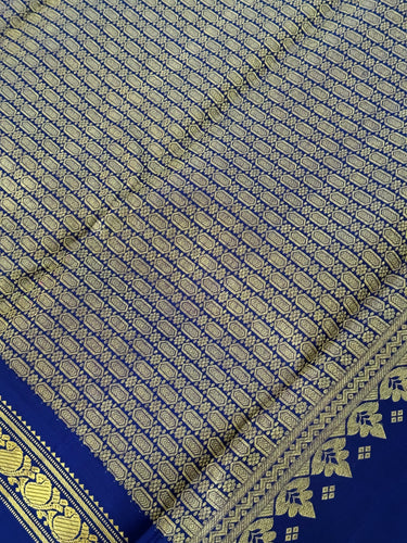 Kanchipuram Pure Silk Pure Zari Korvai Saree | Purple & Chartreuse | Contrast Border | Handwoven | Ships from California